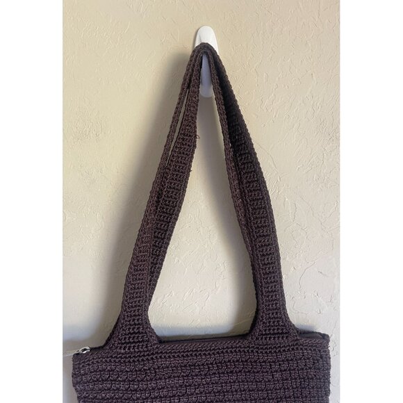 The Sak Amberly Chocolate Brown Woven Shoulder Bag Zip Closure 90s Y2K - Picture 8 of 8